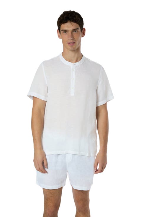 Linen Home Short Sleeve Henley Shirt