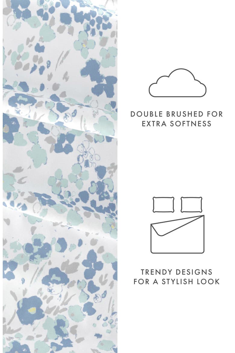 HOME SPUN Premium Ultra Soft Violets Pattern 4-Piece Bed Sheets Set, Alternate, color, LIGHT BLUE
