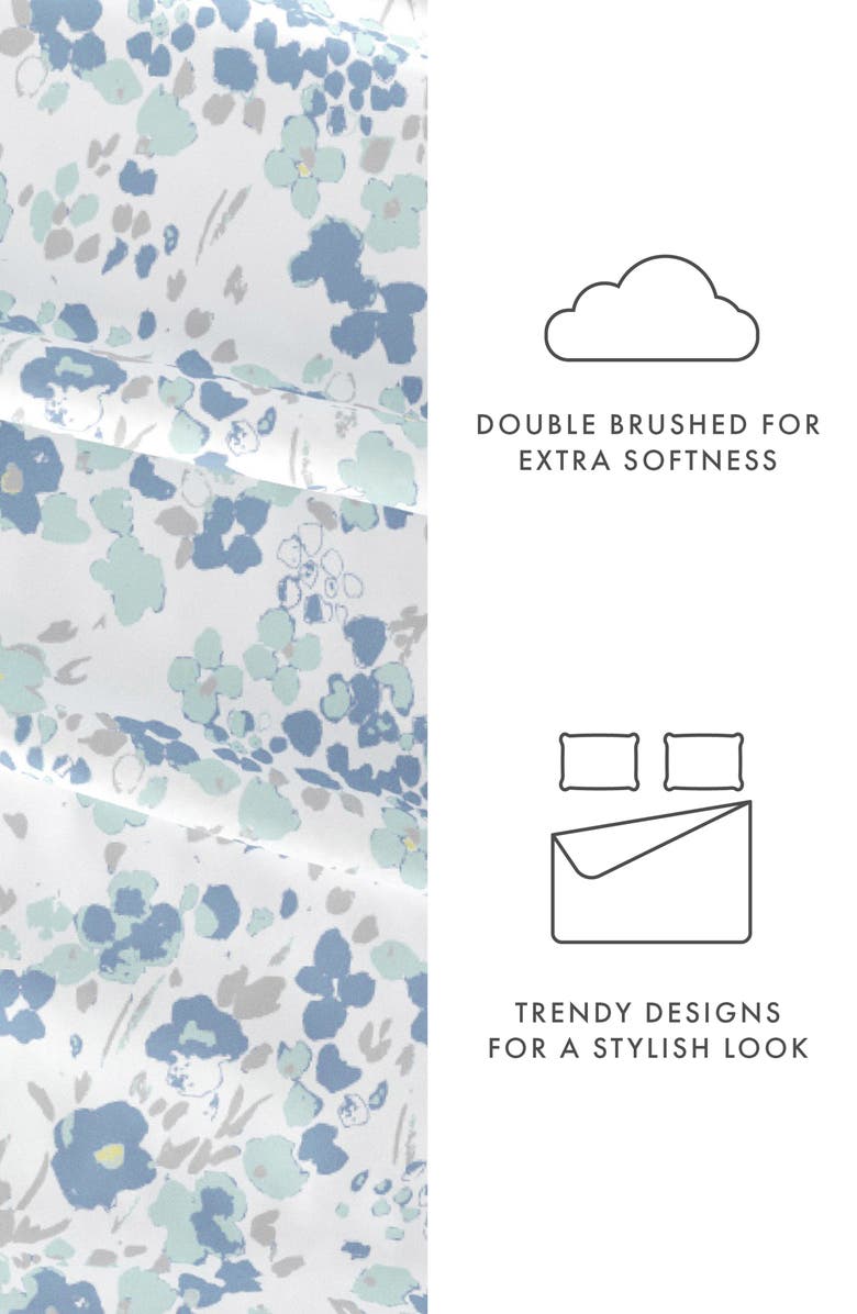 HOMESPUN HOME SPUN Premium Ultra Soft Violets Pattern 4-Piece Bed Sheets Set, Alternate, color, Light Blue