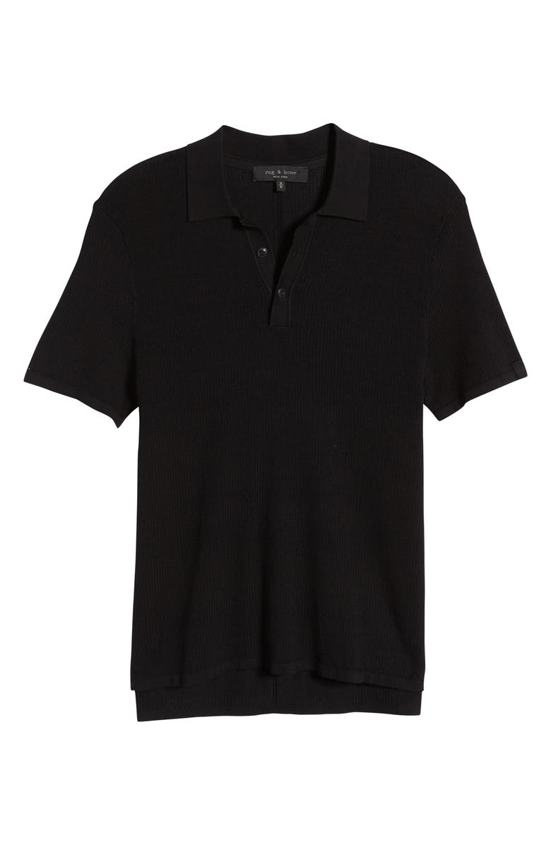 rag & bone Harvey Knit Polo, Alternate, color, Black