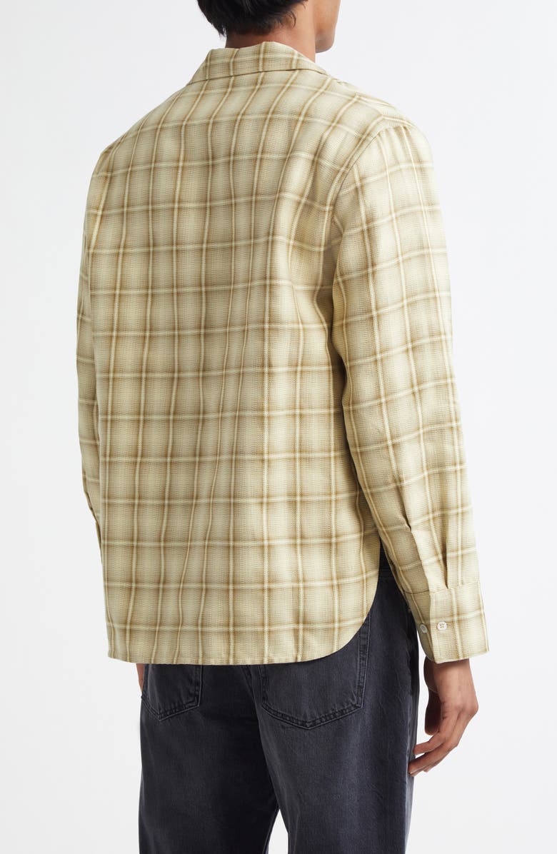 Séfr Ignacio Plaid Cotton & Linen Button-Up Shirt, Alternate, color, Forest Hombre