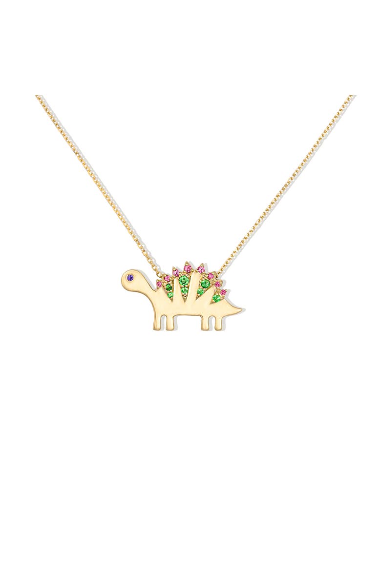 Juju Dino Charm Necklace, Main, color, Gold