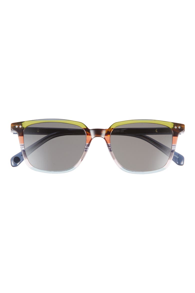 C Suite 50mm Polarized Square Sunglasses, Main, color, STRIPE / BLUE GREY / GREY