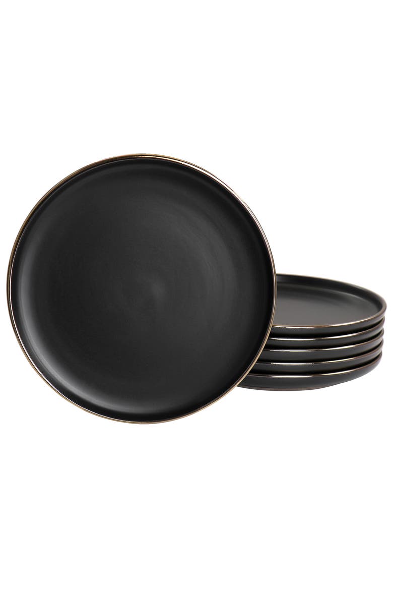 Paul 6 Piece Stoneware Salad Plate Set, Main, color, Black