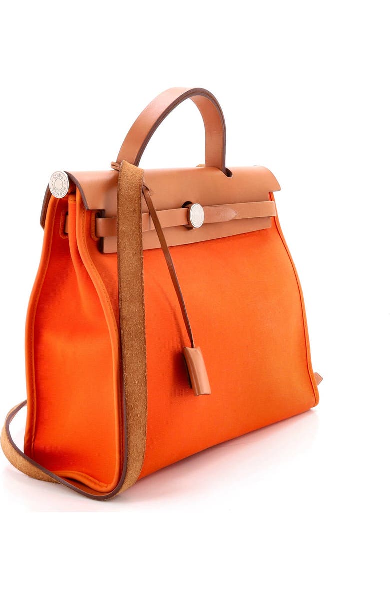 Pre-Owned Hermes Herbag Zip Leather and Toile 31, Alternate, color, Orange H