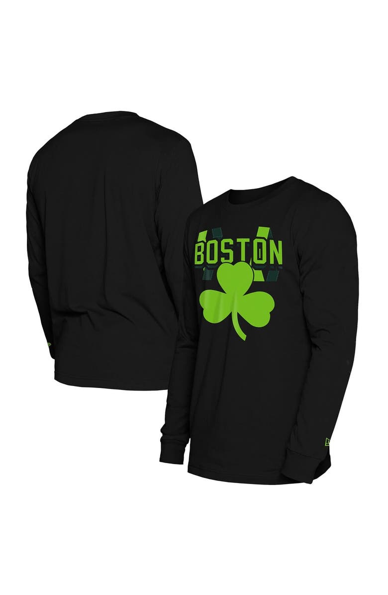 New Era Men's New Era  Black Boston Celtics 2024/25 City Edition Long Sleeve T-Shirt, Main, color, 