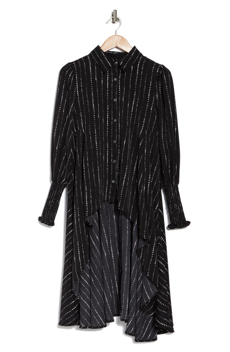 PATRIZIA LUCA Stripe Long Sleeve Shirtdress, Alternate, color, Black