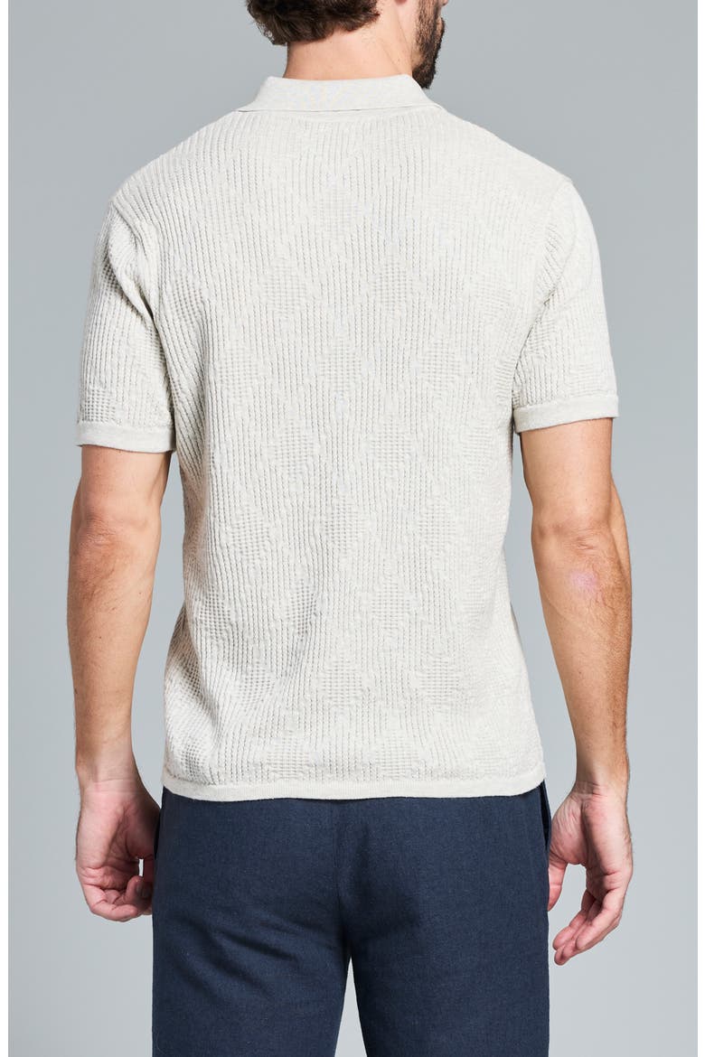 Diamond Stitch Polo Sweater, Alternate, color, LIGHT GREY HEATHER