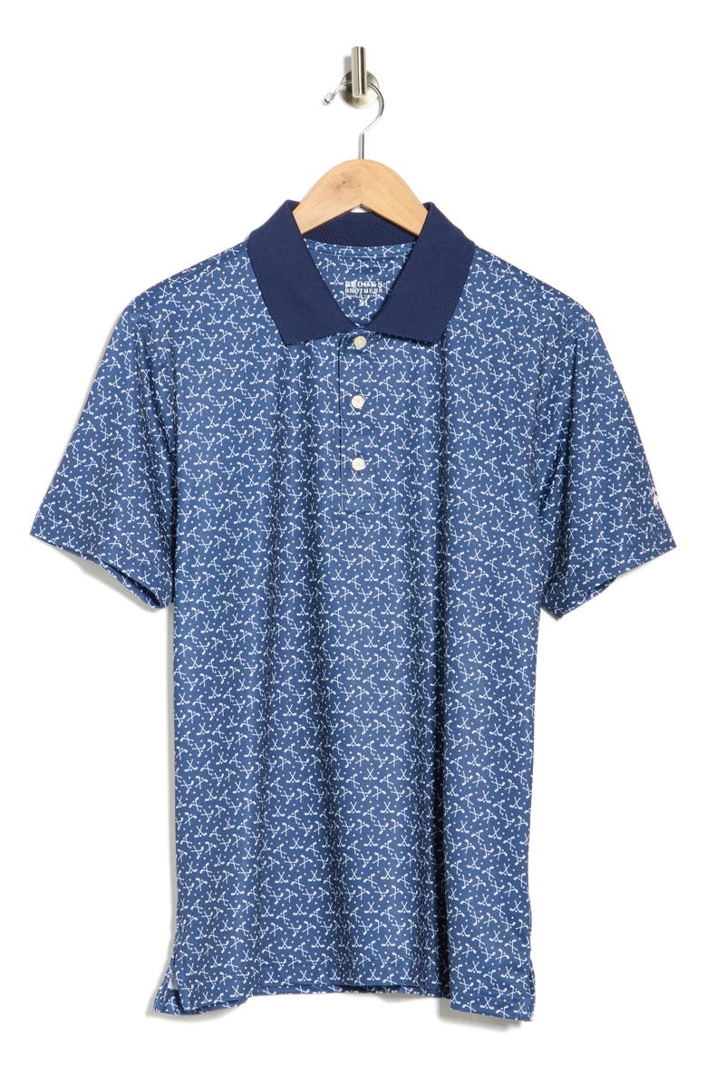 Brooks Brothers Golf Club Print Polo, Main, color, Navy Multi