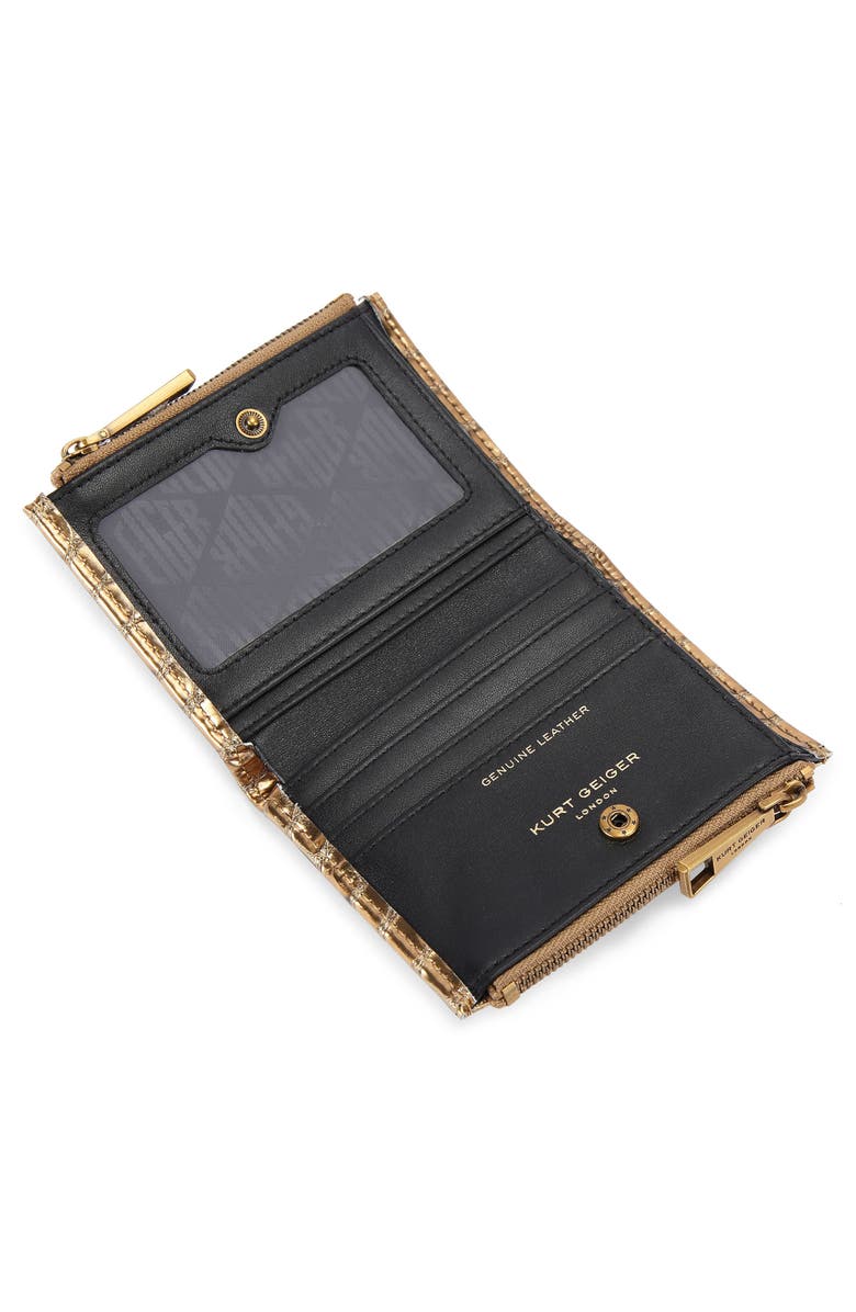 Kurt Geiger London Chelsea Metallic Leather Card Holder, Alternate, color, Gold