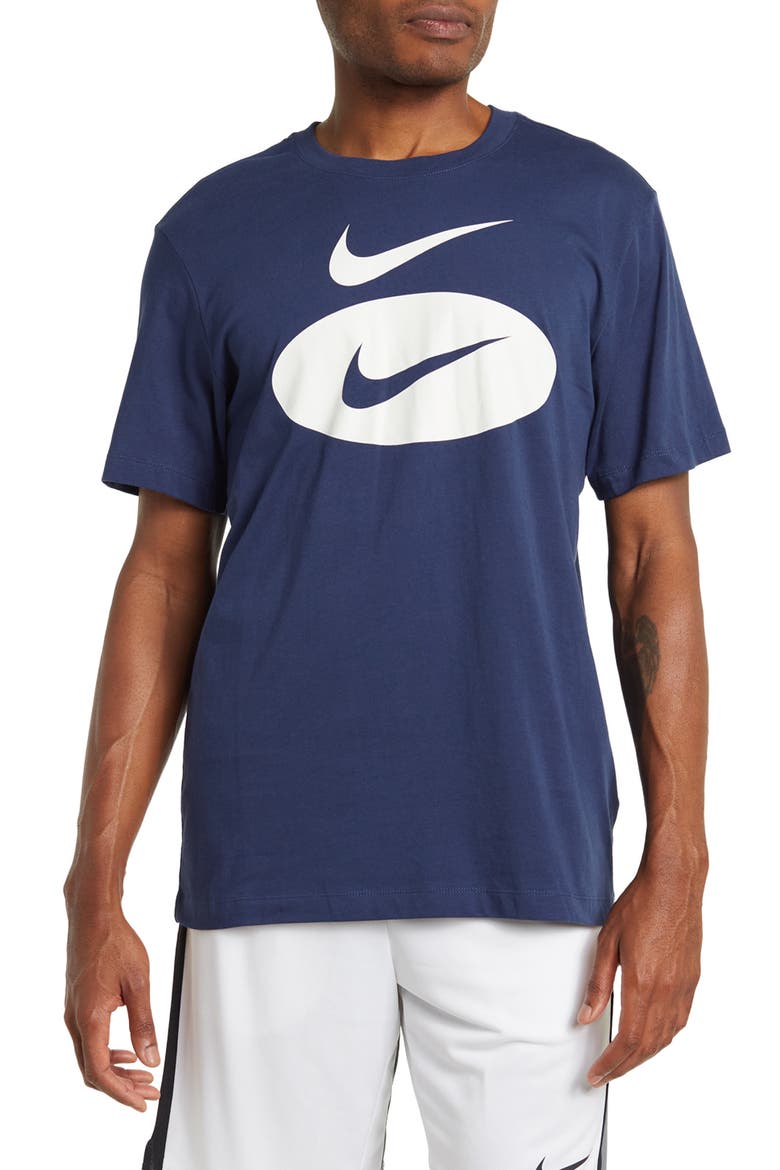 Swoosh Oval T-Shirt, Main, color, 410 MNNAVY