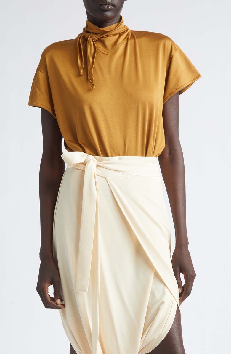 Lemaire Scarf Neck Jersey Top, Main, color, Cinnamon Brown