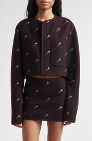 RIER Walker Floral Embroidered Wool Utility Jacket