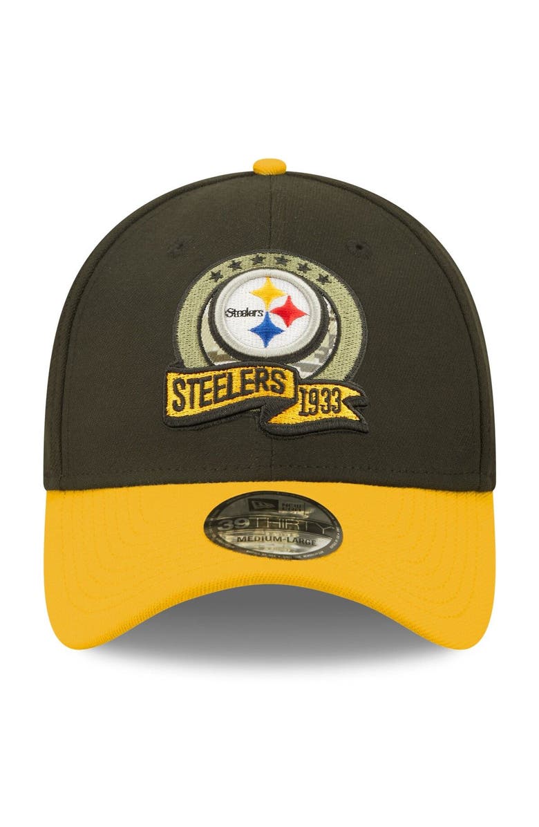 New Era Men's New Era Black/Yellow Pittsburgh Steelers 2022 Salute To Service 39THIRTY Flex Hat, Alternate, color, 