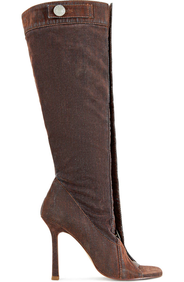 AZALEA WANG Kazuki Denim Knee High Boots, Alternate, color, Orange