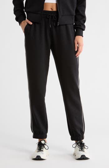 Yogalicious Elite Piped Scuba Knit Joggers In Black