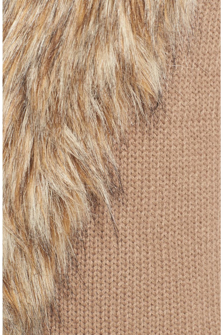 BB Dakota 'Sadi' Faux Fur Trim Knit Vest, Alternate, color, CHURRO