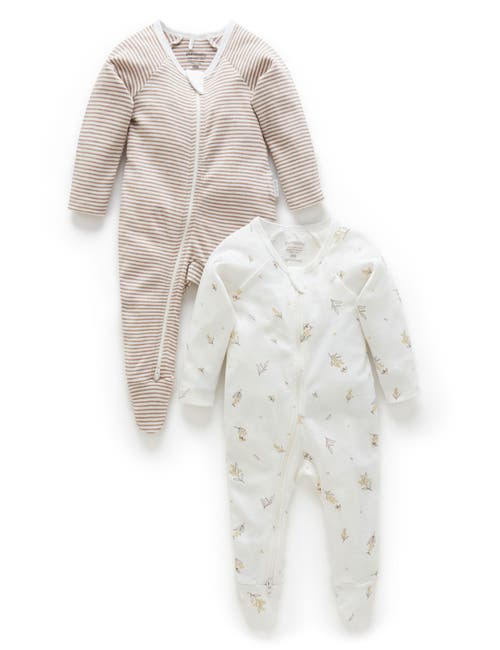 Purebaby 2 Pack Zip Footie