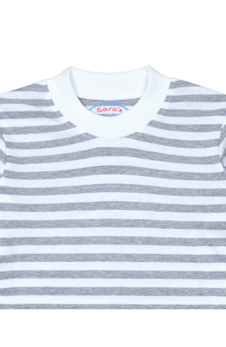 Sara’s Prints Cotton Blend Long John PJ 2-Piece Set, Alternate, color, Heather Grey Stripe