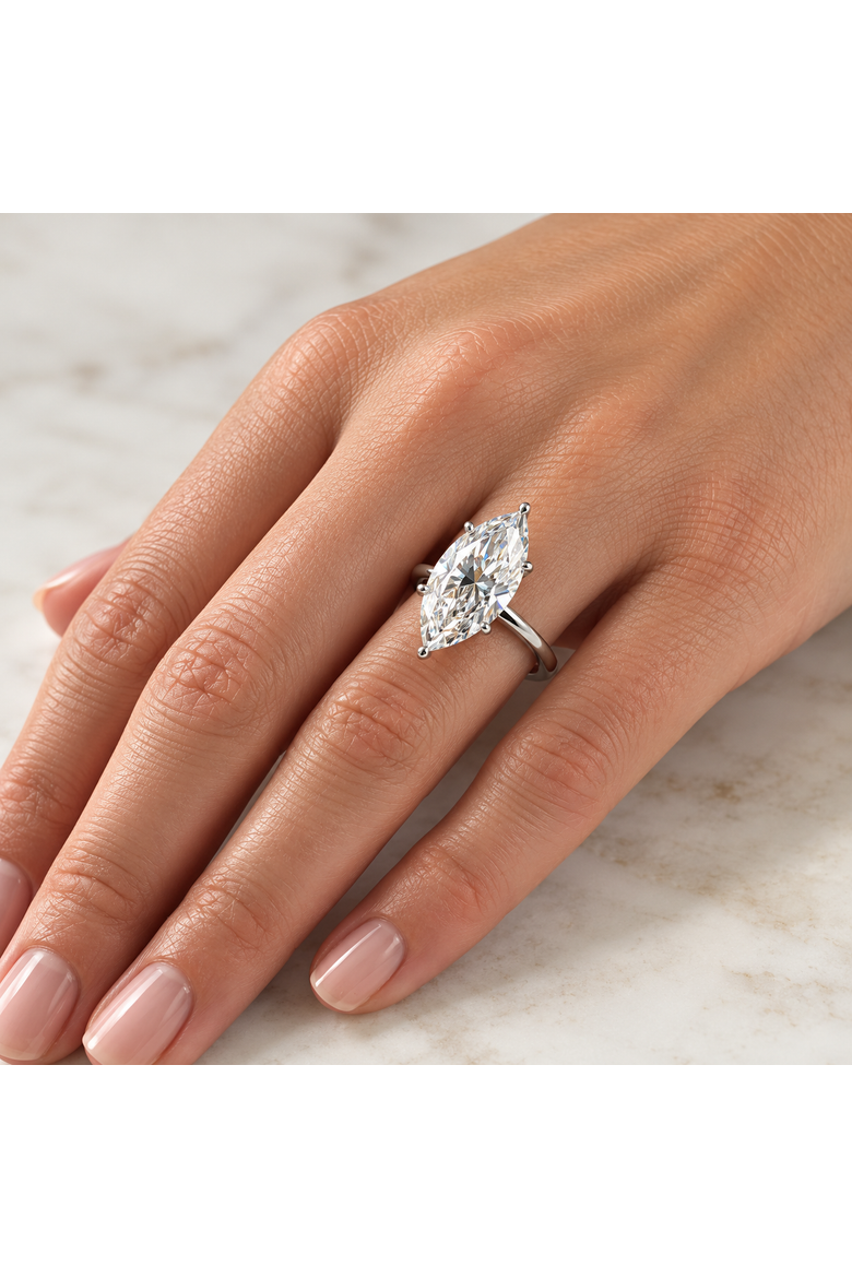 Certified 6Ct Marquise Solitaire Diamond Engagement Ring 14k Gold Lab Grown, Alternate, color, 14k White Gold