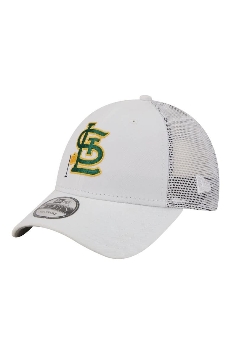 New Era Men's New Era White St. Louis Cardinals Flag 9FORTY Trucker Adjustable Hat, Main, color, White