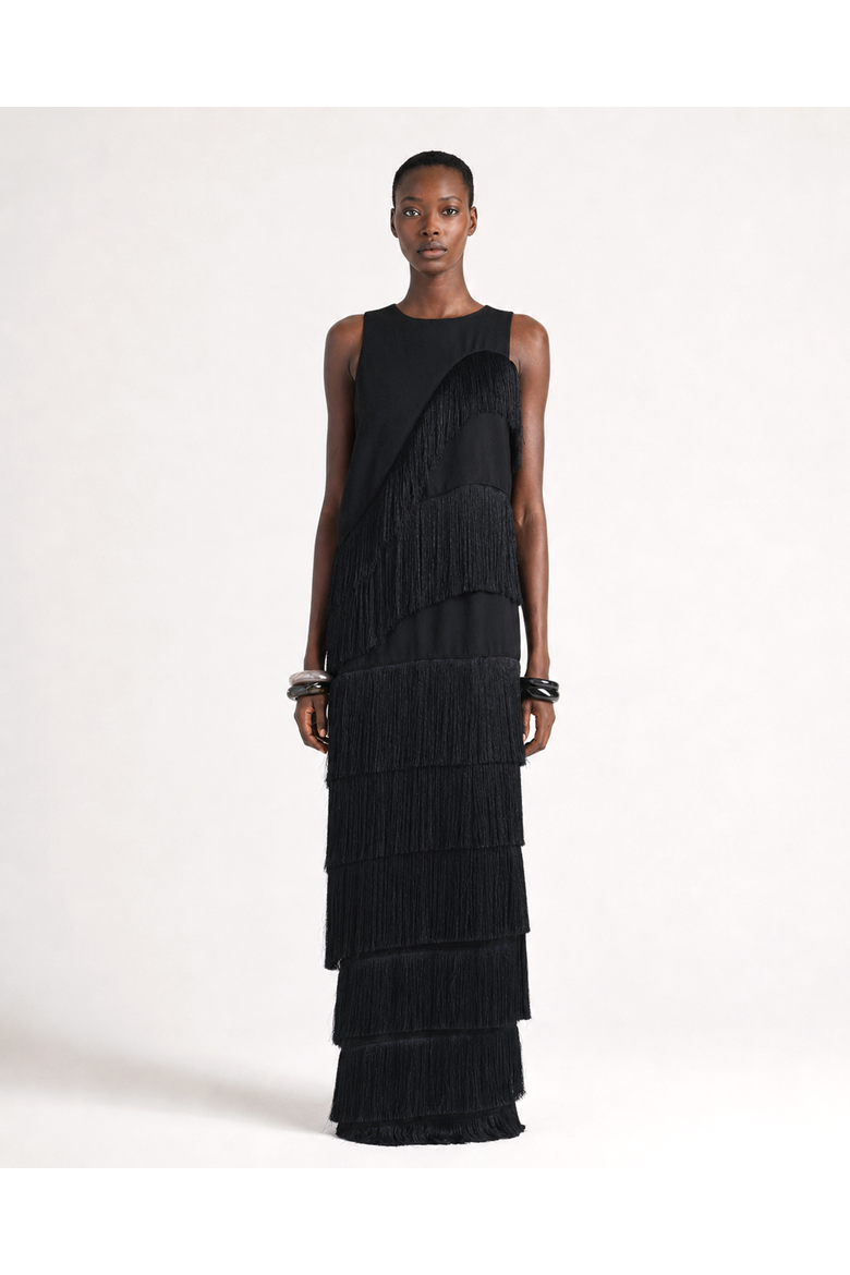 Cascade Top And Skirt, Main, color, Midnight Black