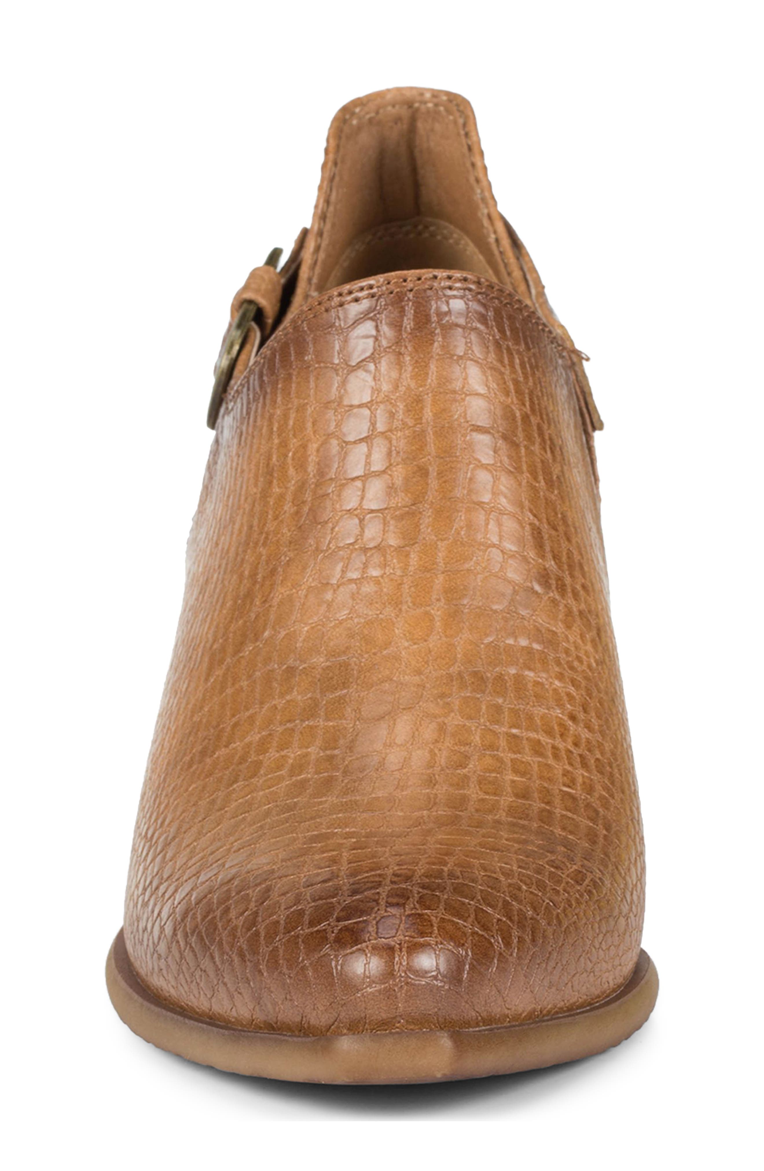 Yanah Croc Embossed Faux Leather Bootie, Alternate, color, DARK ALMOND