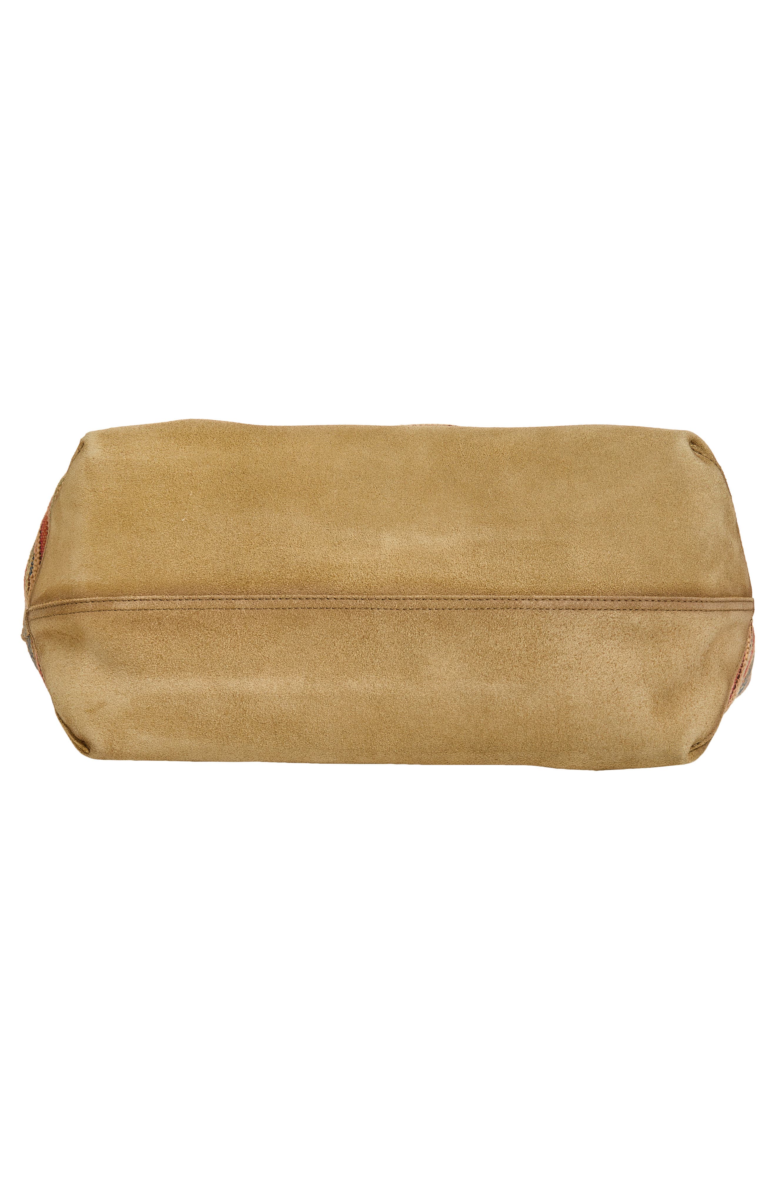 Double RL Suede Trim Jacquard Tote, Alternate, color, Multi/ Beige