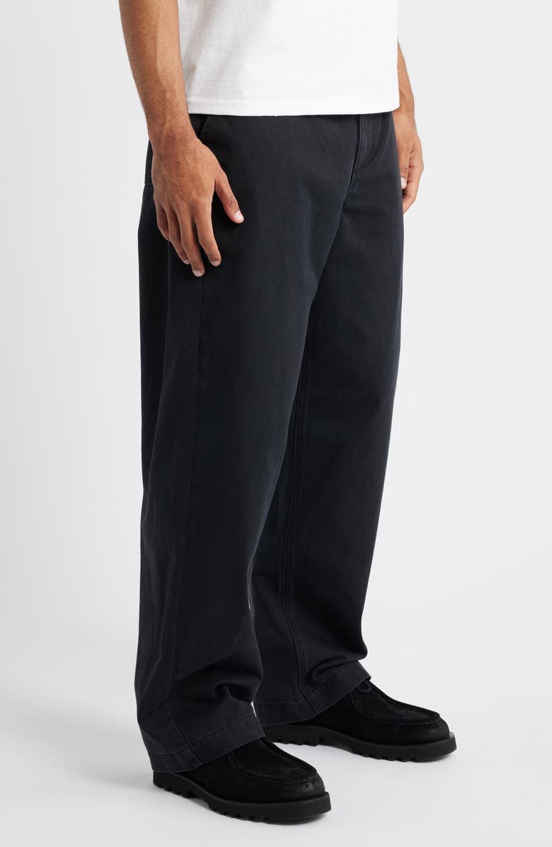 Obey Commons Flat Front Cotton Twill Chinos, Alternate, color, Black Faded Wash