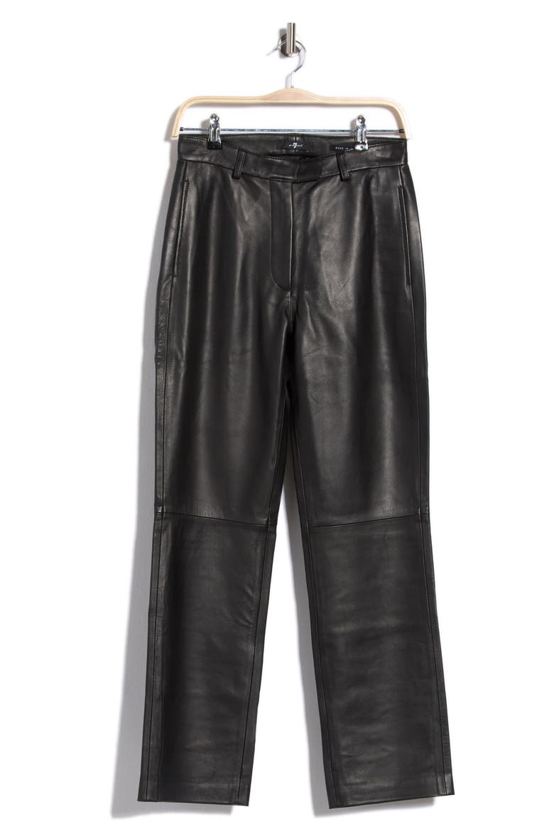 Stovepipe High Waist Leather Straight Leg Pants, Main, color, LEATHER BLACK