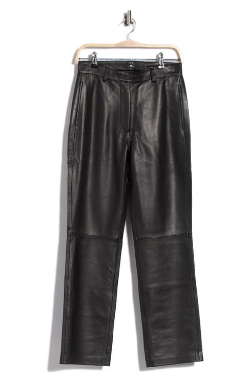 Stovepipe High Waist Leather Straight Leg Pants