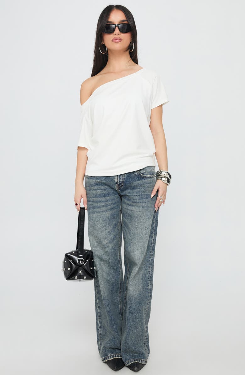 Princess Polly Icon Baby Off the Shoulder Cotton Blend Top, Alternate, color, White