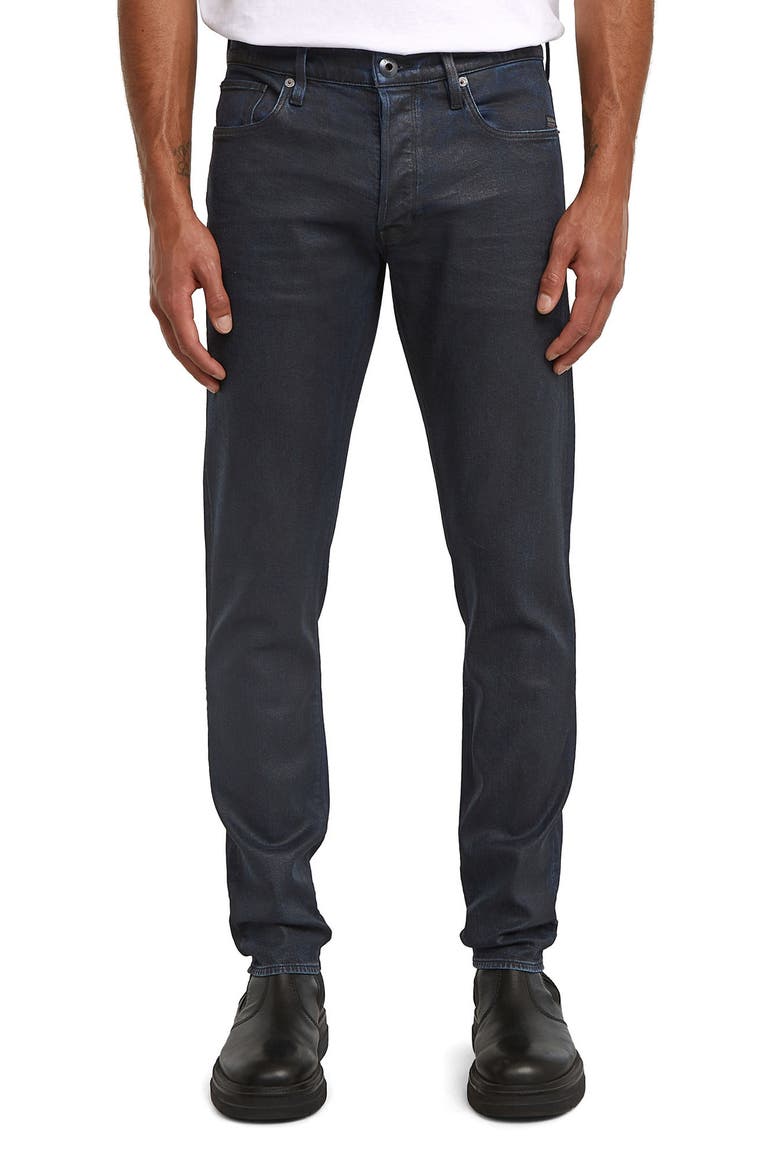 3301 Slim Fit Jeans, Main, color, WORN IN LUNAR BLUE COATED