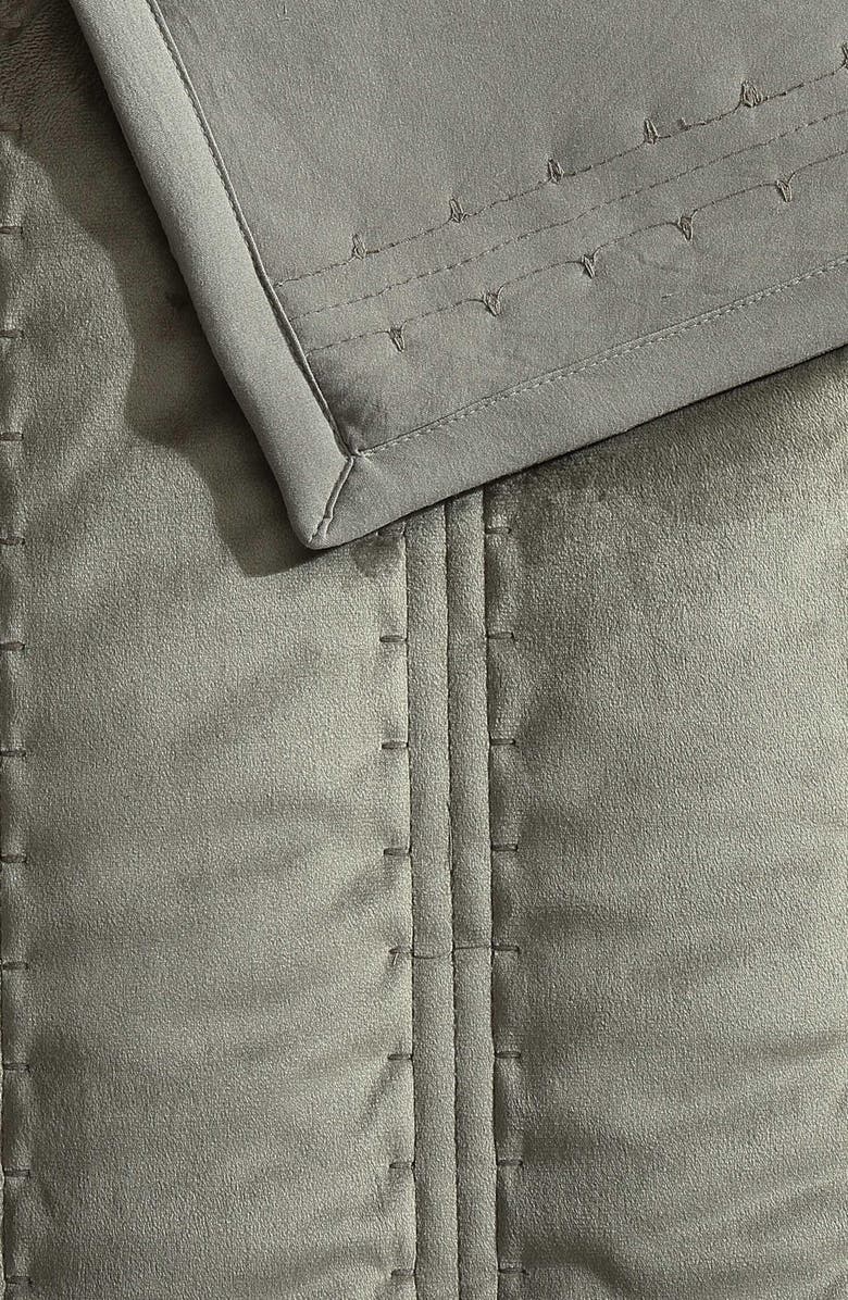 Vera Wang Velvet Linear Stitch Quilt Set, Alternate, color, Silver Leaf