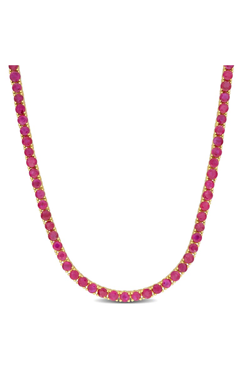 Julianna B. Gemstone Tennis Necklace 14k Gold, Main, color, Ruby