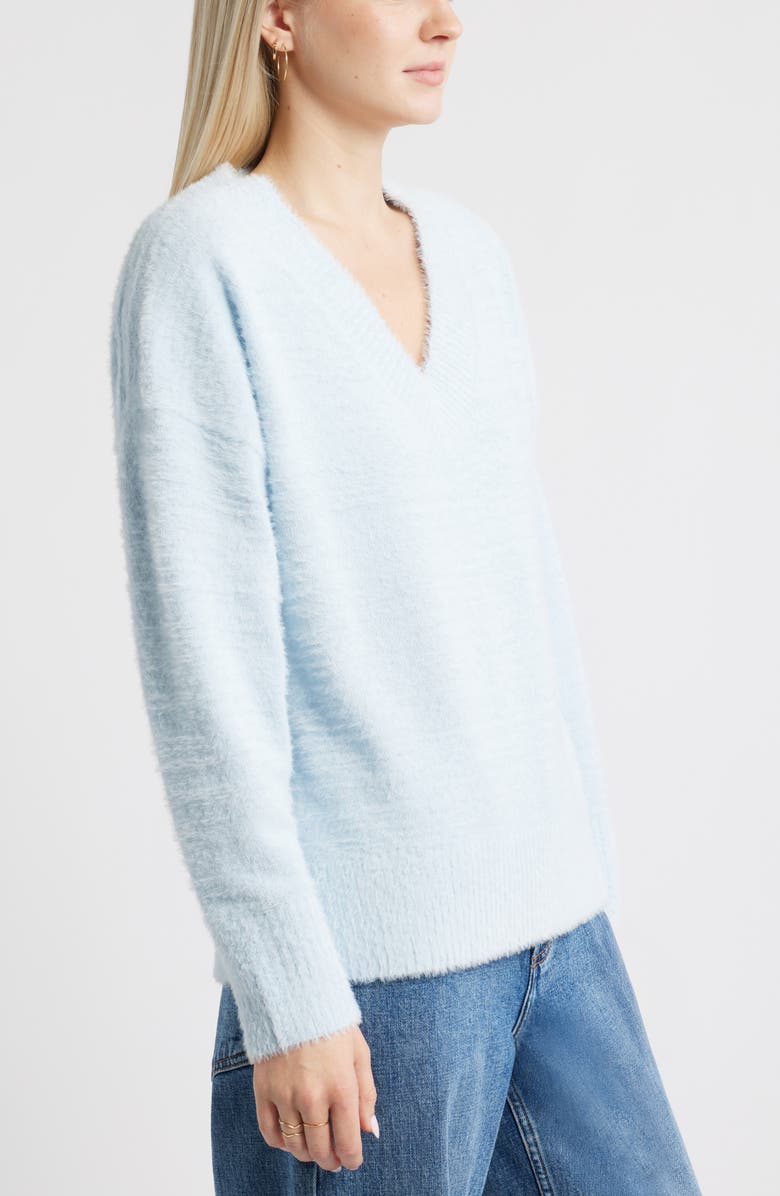 BP. Fuzzy V-Neck Sweater, Alternate, color, Blue Skyride