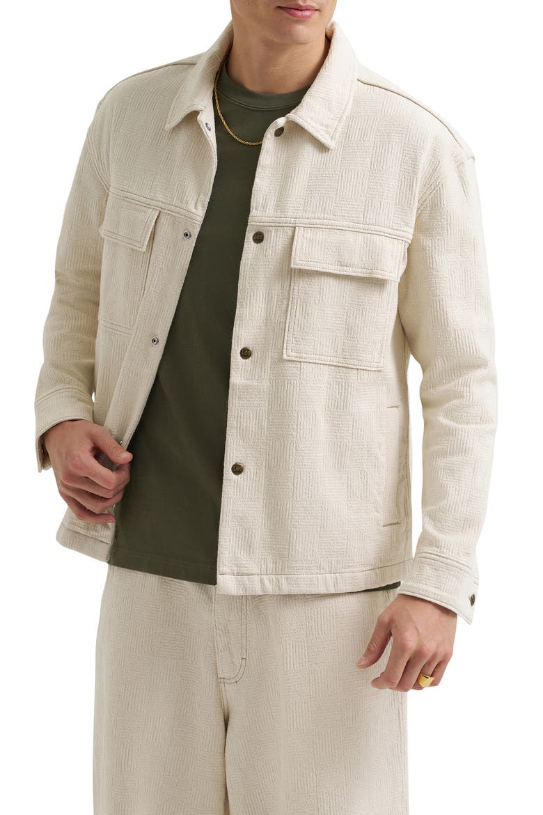 Jacquard Cotton Snap Overshirt, Main, color, NATURAL GREIGE