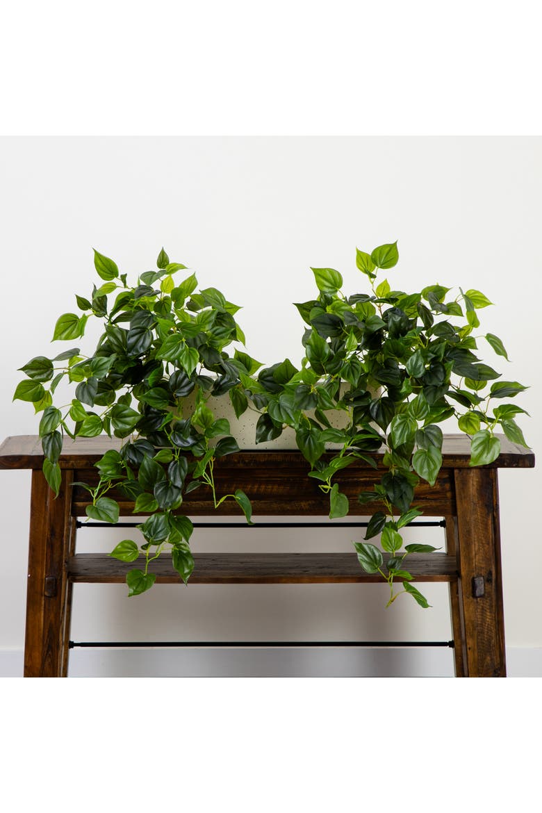 32-in UV Resistant Artificial Philo Hanging Plant (Indoor/Outdoor) - Set of 2, Alternate, color, Green