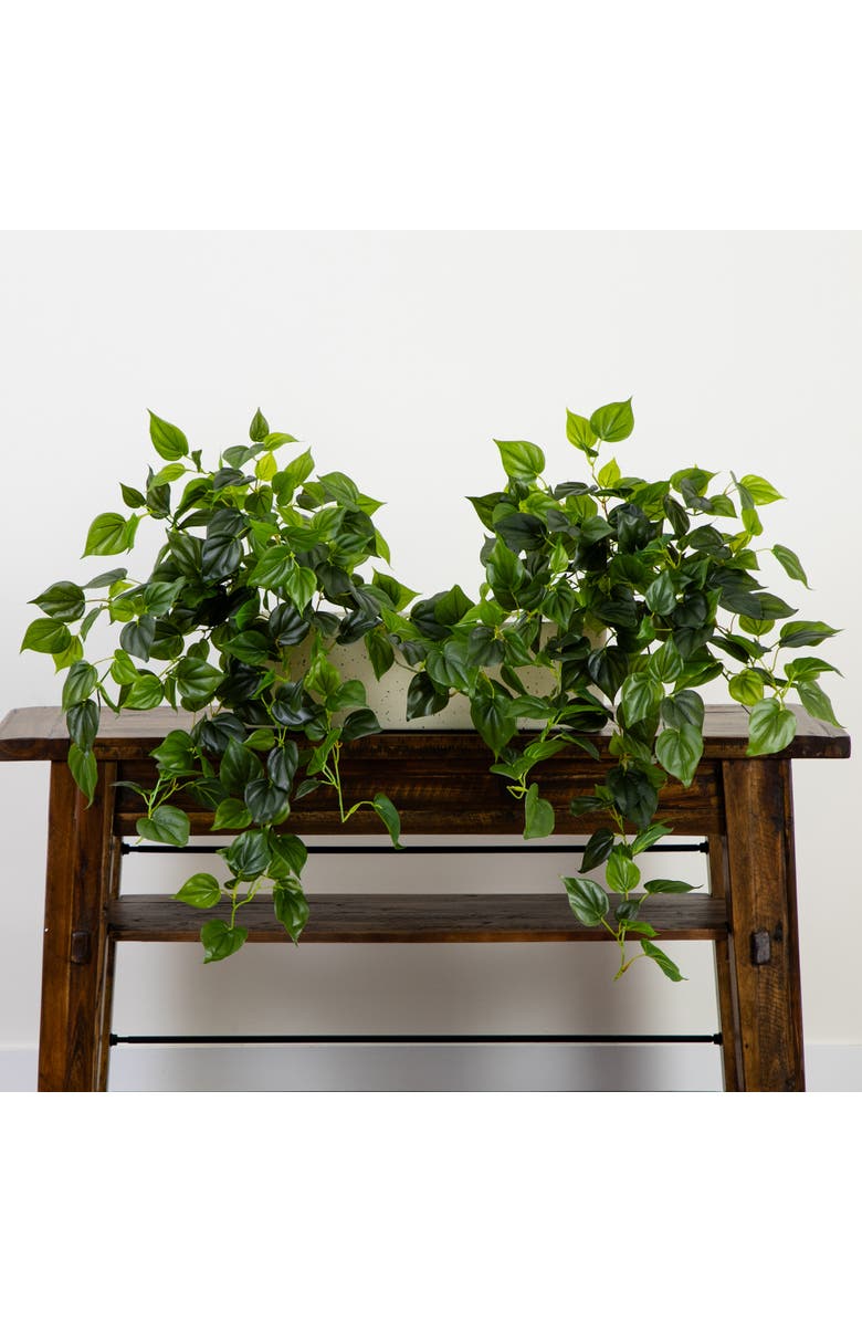 NEARLY NATURAL 32-in UV Resistant Artificial Philo Hanging Plant (Indoor/Outdoor) - Set of 2, Alternate, color, Green