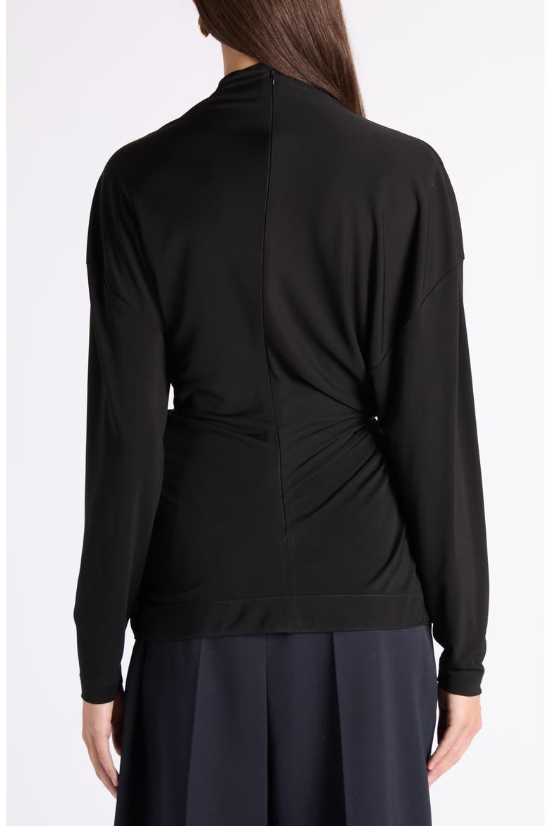 Cinch Waist Funnel Neck Top, Alternate, color, 1000 BLACK
