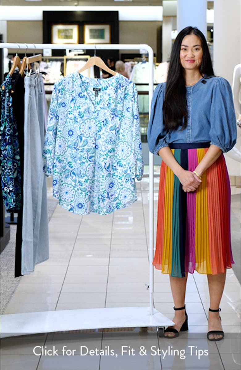Floral Linen Blend Tunic Top, sales video thumbnail
