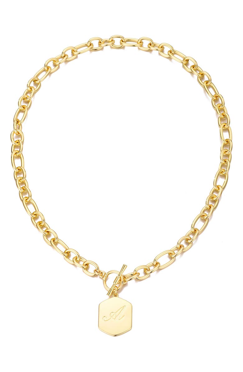Adornia Monogram Initial Pendant Necklace, Main, color, Gold-A