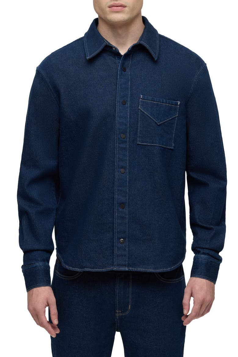 Denim Snap-Up Shirt, Main, color, ECLIPSE