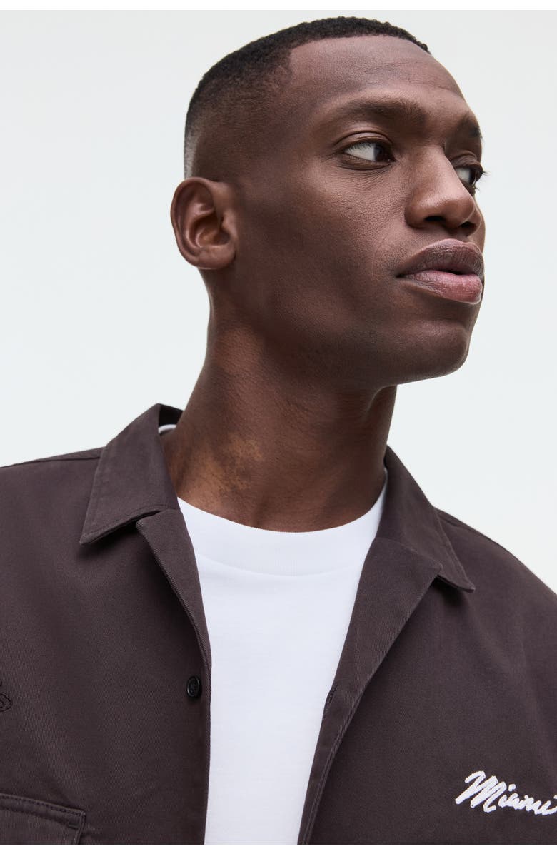 H&M Relaxed Fit Cotton Shirt, Alternate, color, Dark Gray/Nba
