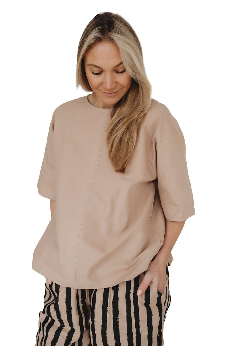 Organic Cotton Doris Tie Back Top, Main, color, Beige