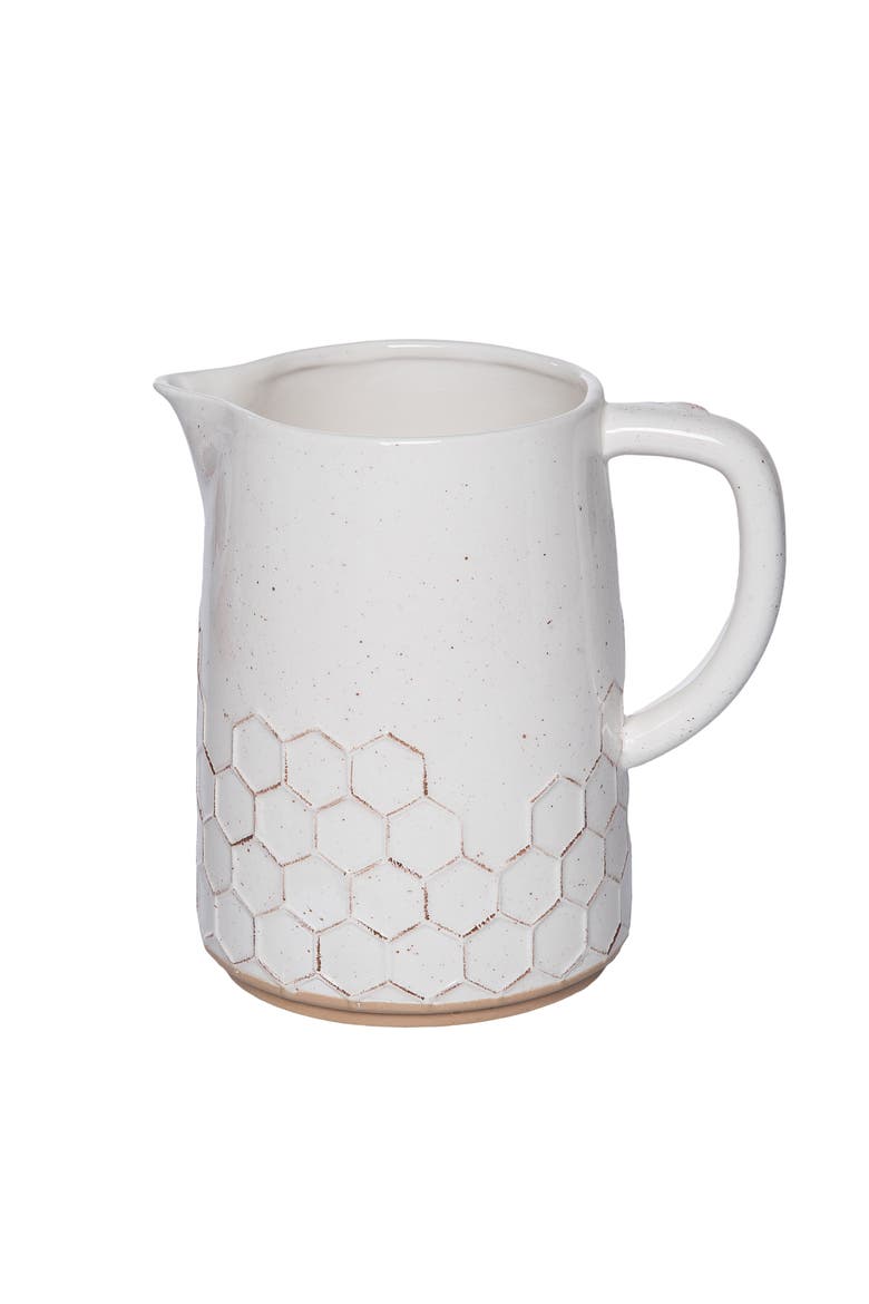 Dolomite Bee Pitcher Multicolored for Spring Serving and Entertaining, Alternate, color, White
