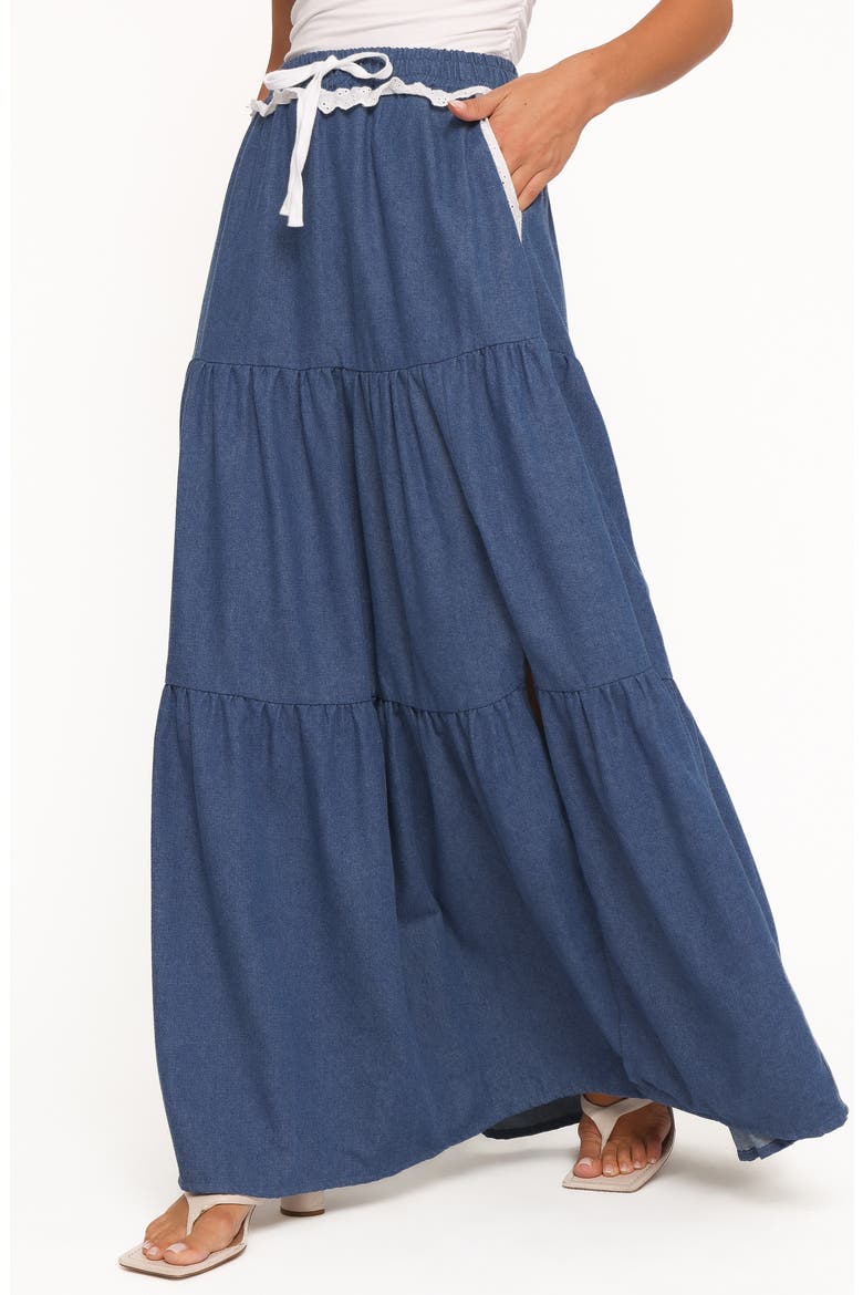 Scout Tiered Maxi Skirt, Main, color, MEDIUM WASH