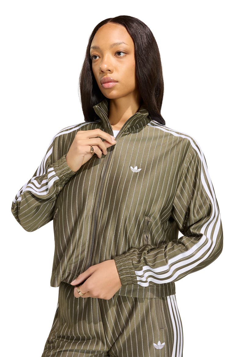 Pinstripe Track Jacket, Alternate, color, BRANCH/ SILVER MET.