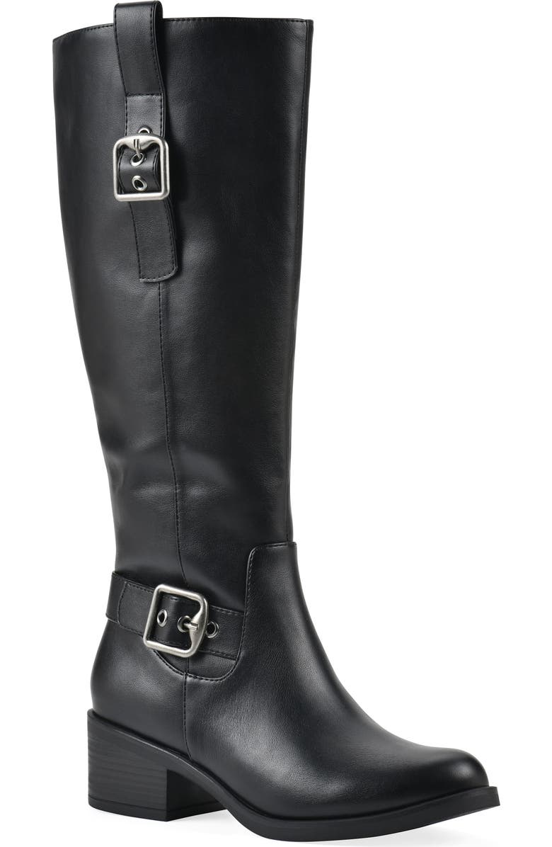 White Mountain Footwear Calzone Knee High Boot, Main, color, Black/ Smooth