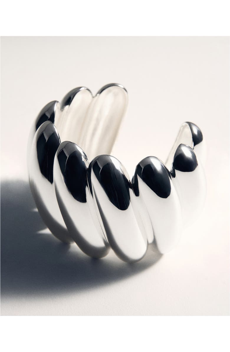 MANGO x Kaia Gerber Ridge Embossed Cuff Bracelet, Alternate, color, 